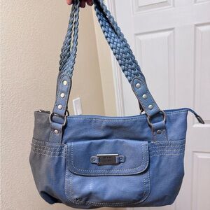 Y2K Relic Denim Blue Shoulder Bag with Braided Handles